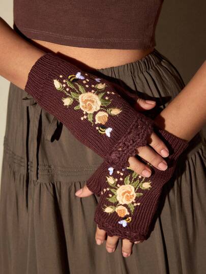 Fairycore Guantes sin dedos para mujer