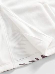 ROMWE MEN Street Life Men's Casual Virgin Mary Print Zip-Up Hoodie Sweatshirt, Autumn - Beige - View 6