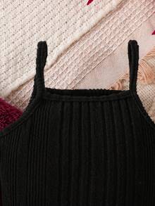 SHEIN Playful Pals 3 件套女婴秋冬套装：翻领工装夹克、纯色背心和长裤，适合户外日常穿着 女婴冬季套装 - 彩色 - 查看 3