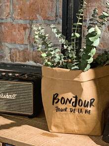 Madebyblanc 可洗牛皮纸袋：干花和绿色植物种植箱，面包和吐司的厚储物袋