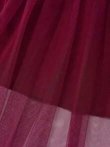 GlowEve 女士天鹅绒撞色网眼腰A字优雅日常通勤时尚法式街头复古百搭圣诞派对新年假期商务连衣裙，长袖，酒红色，秋冬 - 酒紅色 - 查看 6