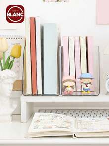 Madebyblanc Transparent Acrylic Book Stand, Desktop Book File Storage Divider, Shelf Holder For Student Desk And Office Organizer Back To School - Clear - View 8