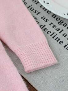 Young Girl Unique Patterned Heart & Bow Ruffle Hem Dress,Pink Autumn Fairy Sweater Dress,Long Sleeve Toddler Girls Fall Outfits Winter Clothes - Pink - View 5