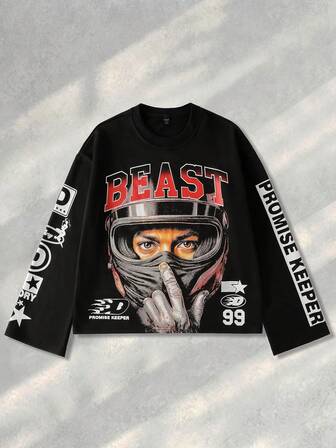 Street Life Sudadera con capucha estampada para hombre, estilo callejero retro