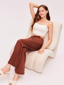 LUVLETTE 圣诞新年情侣睡衣基础款，柔和红色和酒红色，100%纯棉，宽松版型，女士休闲睡裤，透气睡裤款式，可作内衣外穿