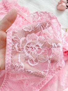 PetitDoll Plus Size Women Lace Sexy Thong Panties - Pink - View 9