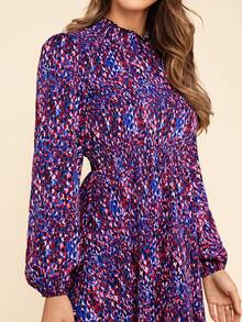 Coeurva Women's Lantern Sleeve Printed Dress - Multicolor - View 3