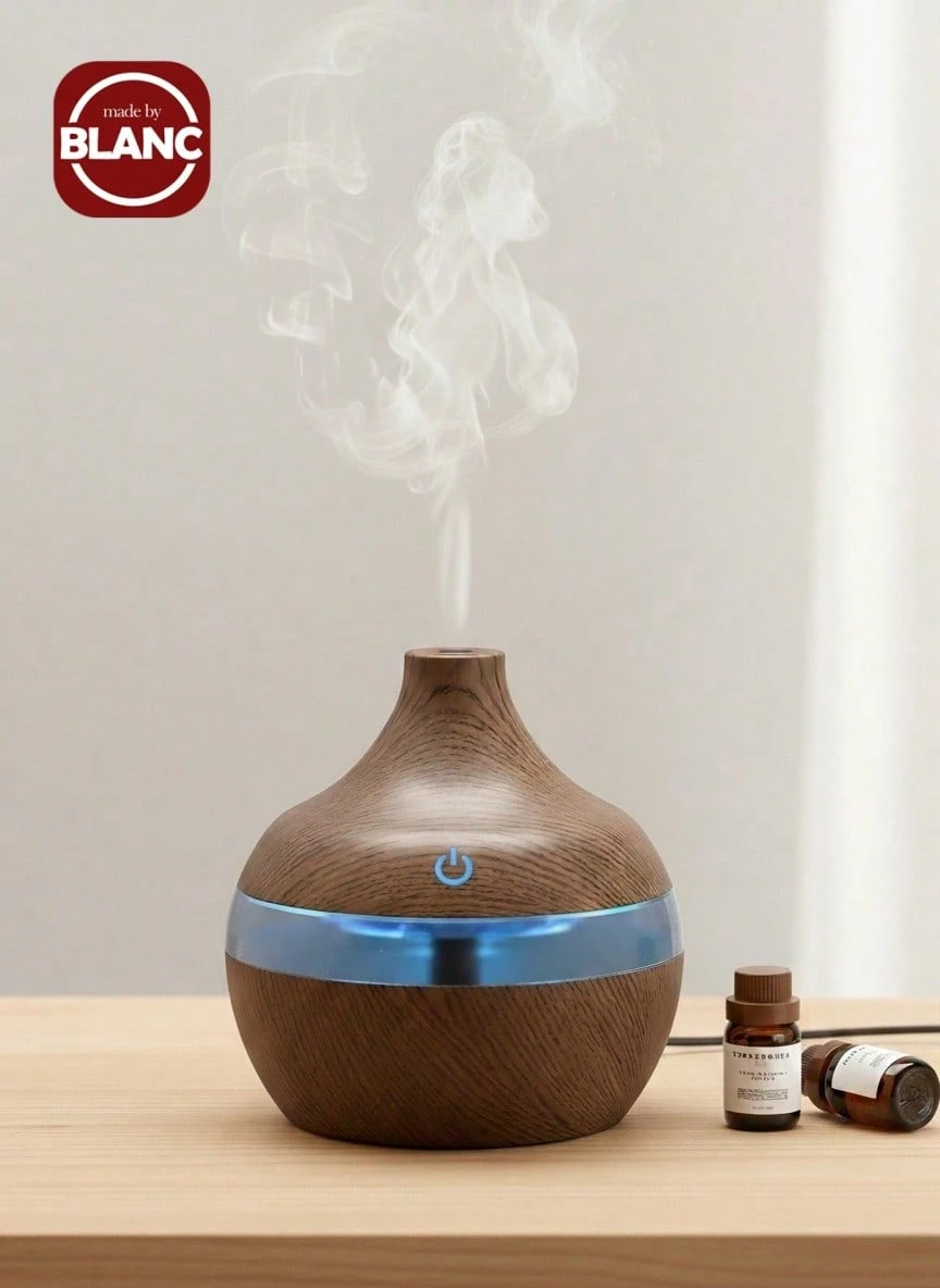 Madebyblanc Wood Grain Humidifier LED Night Light Mist Maker Air Humidifier Essential Oil Diffuser Small Humidifiers For Bedroom Office Car Home