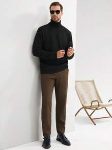 Manfinity CityGents 男士纯色休闲保暖高领毛衣，秋冬季，长袖上衣，保暖内衬