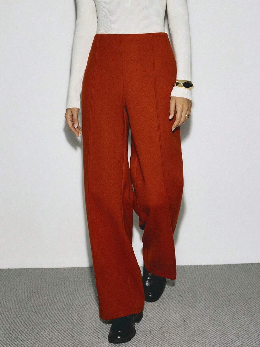 ATUI Studio Quần công sở tối giản dành cho nữ, thanh lịch và gợi cảm. - Đỏ - Xem 1