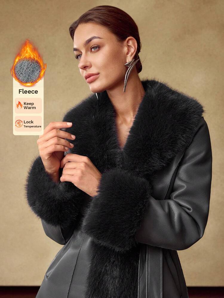 WOMEN'S CONTRAST FAUX FUR COAT, AUTUMN/WINTER
