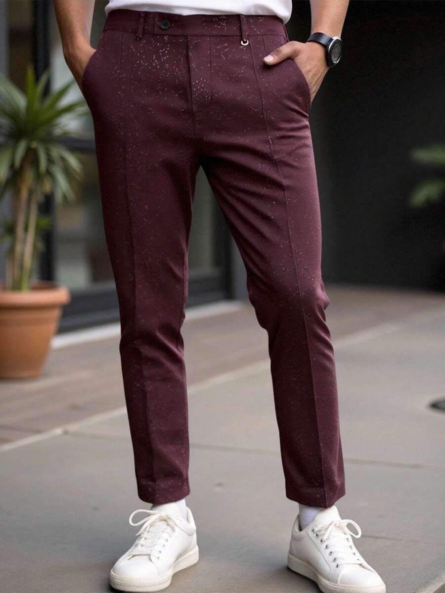 Manfinity Bizformal Quần bóng thời trang đa năng dành cho nam đi làm - Màu Đỏ Sâu - Xem 1