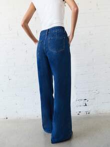 Nöista 经典蓝色阔腿牛仔裤，适合秋季女装和返校季穿着。这些休闲牛仔裤非常适合秋季，与您最喜欢的上衣完美搭配，打造永恒舒适的造型，让您想在任何地方穿着！ - 藍色 - 查看 8