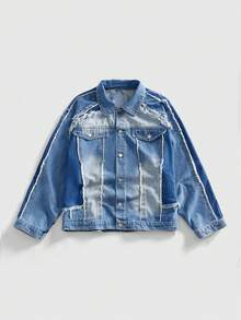 ROMWE MEN Prep Men's Short Denim Jacket, Retro Street Style - Black - View 2