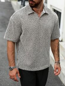 Manfinity CasualCool Plus Size Men's Mature Casual Striped Polo Shirt - Multicolor - View 6