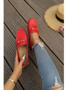 Women Loafers Shoes - Red - View 1