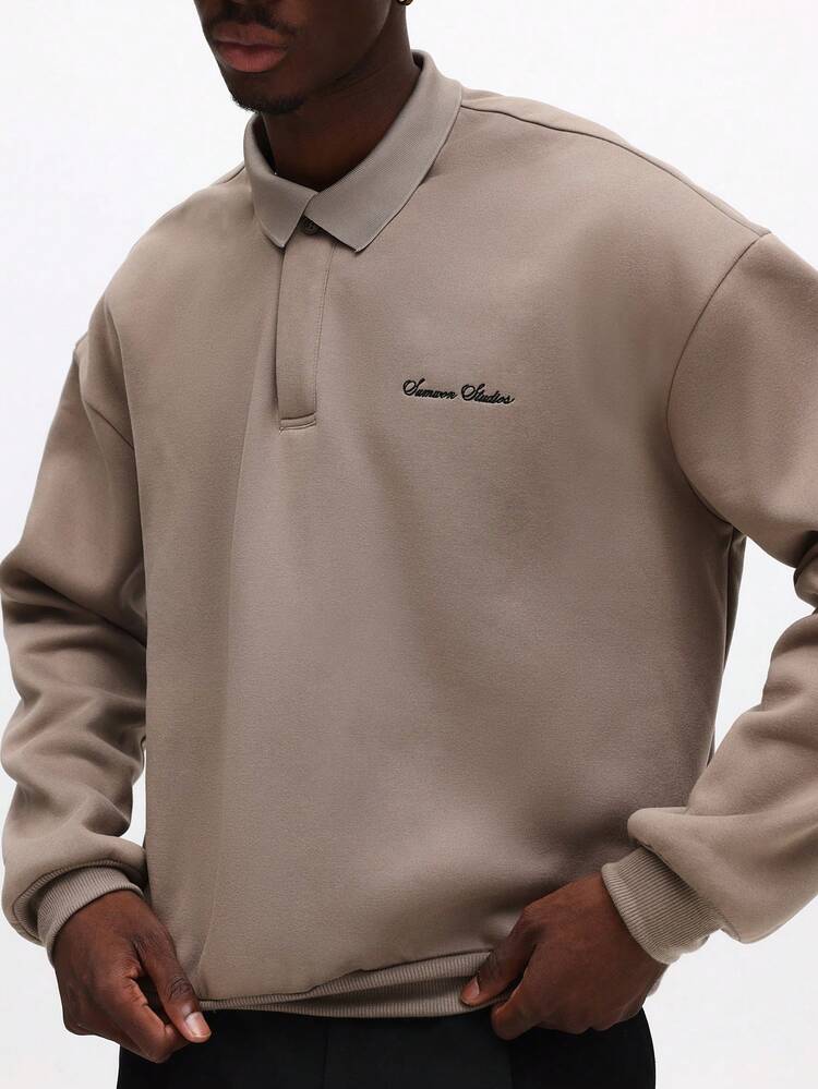 Pull à col polo avec logo script
