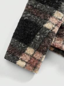 ROMWE MEN Prep Men's Fashionable Casual Plaid Long Sleeve Overcoat