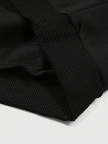 ROMWE MEN Street Life Fashionable  Men's Black Hoodie Sweatshirt With Angel Graphic Print, No Pockets, Winter - Black - View 4