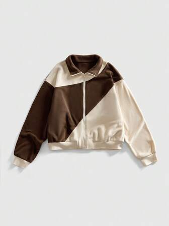 Felpa casual da uomo con blocchi di colore e patchwork, autunno/inverno