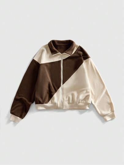 Street Life Sudadera casual de hombre con bloques de color y parches, otoño/invierno