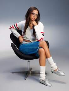 CUCCOO GRLICON 女士圆头蝴蝶结银色百搭芭蕾平底鞋，万圣节、圣诞节、派对、Y2K 风格、秋季舒适休闲鞋 - 銀色 - 查看 3