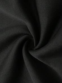 ROMWE MEN Street Life Fashionable  Men's Black Hoodie Sweatshirt With Angel Graphic Print, No Pockets, Winter - Black - View 5