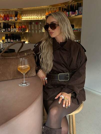 MISSGUIDED Áo khoác da lộn sang trọng cỡ lớn cài nút Áo khoác mùa đông mùa thu Áo khoác ngoài thời trang cao cấp mềm mại Phong cách đường phố giản dị thanh lịch Thiết kế hiện đại Đồ bảo hộ lao động ấm áp thoải mái