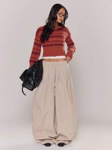 MUSERA Pleated Extreme Tapered Balloon Elasticated Waist Trousers Classy Night Out Fall Autumn Sexy Cute Coolgirl Streetwear Dawn Thanksgiving Elegant