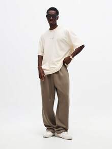 SUMWON Regular Fit Crew Neck Short Sleeve Tee With Large Back Graphic Print And Small Front Logo Detail - Apricot - View 5