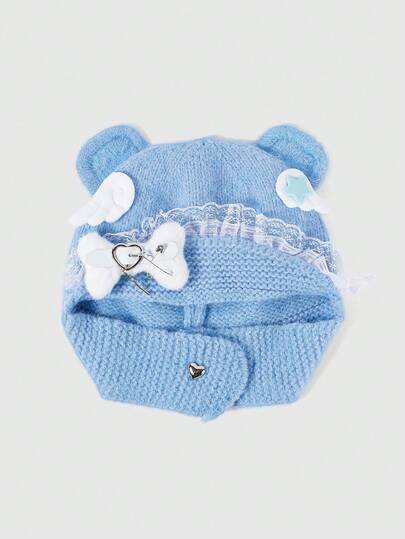 Goth 1 Stück Strassstein-Strickmütze im Street-Style, warme gestrickte Mütze für Herbst/Winter Alltagsmode, modischer Hut für Frauen