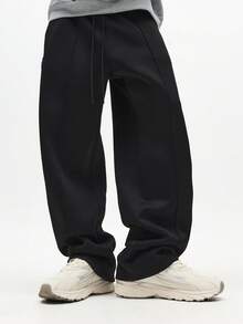 SUMWON 常规男士超大连帽运动衫慢跑套装休闲冬季家居服运动服 - 黑色 - 查看 4