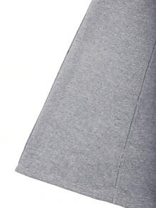Franclia Plus Size Solid Color Casual Sweatshirt, Autumn/Winter - Grey - View 3