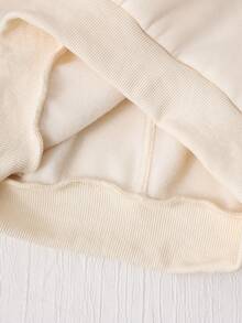 SHEIN 2pcs/Set Apricot Bow Sleeve Sweatshirt & Coffee Pleated Skirt Sweet School Style Outfit, Suitable For Outing, Vacation, Back To School - Apricot - View 8