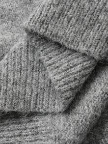 DAZY 女士宽松亮片装饰圆领长袖休闲优雅针织毛衣，秋冬 - 灰色 - 查看 8