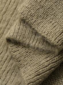 Dazy-Less Suéter de mujer de unicolor con cuello alto y mangas de murciélago, de moda para el uso diario, otoño/invierno - Caqui - Ver 6