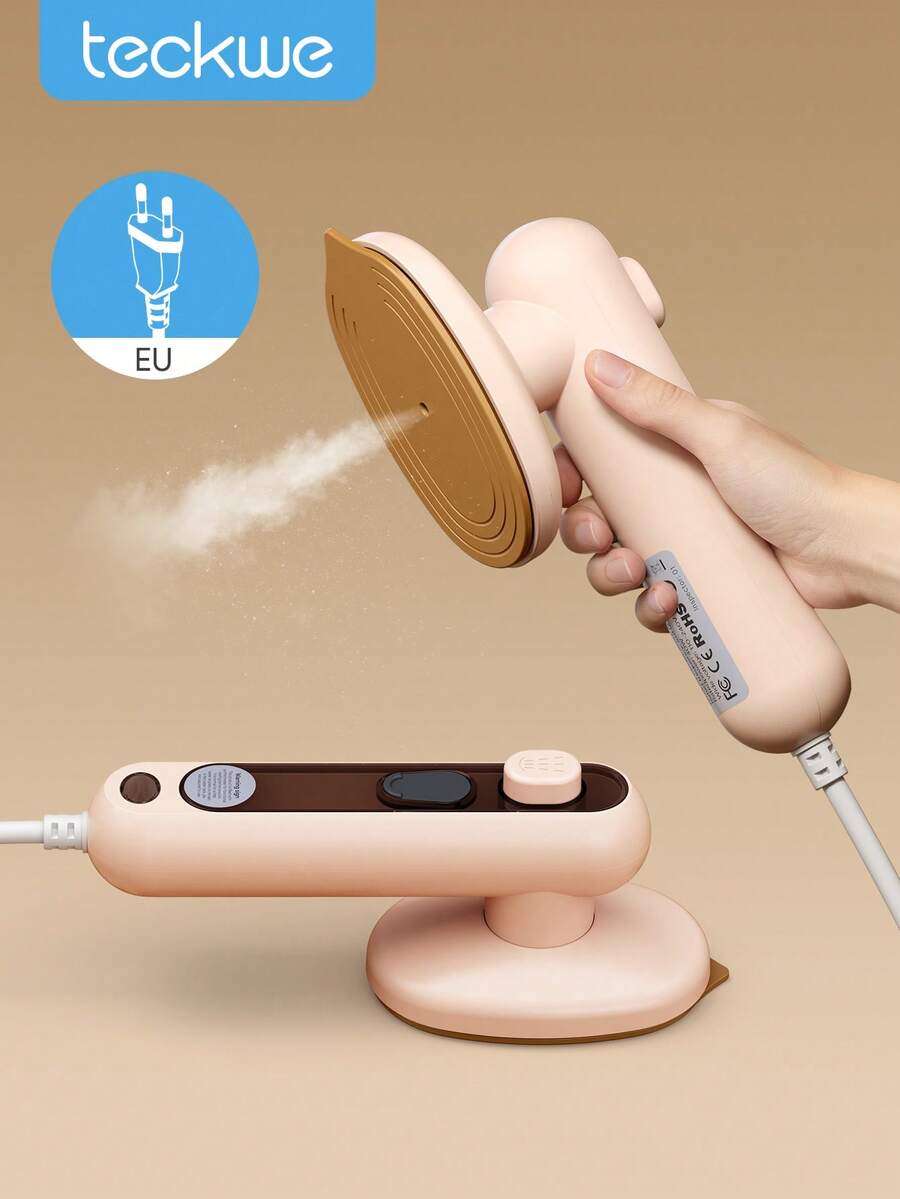 Teckwe Mini Steam Iron Portable Garment Steamer For Clothes, Fast Heating, Ultra-Light, Essential Travel Iron, Home-UK Plug
