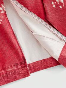 ROMWE MEN Street Life 男士秋季格子长袖拉链休闲牛仔夹克 - 紅色 - 查看 6