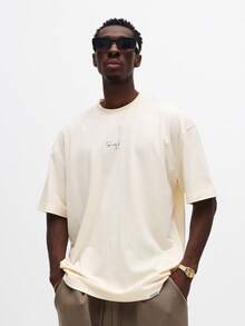 SUMWON Regular Fit Crew Neck Short Sleeve Tee With Large Back Graphic Print And Small Front Logo Detail - Apricot - View 2
