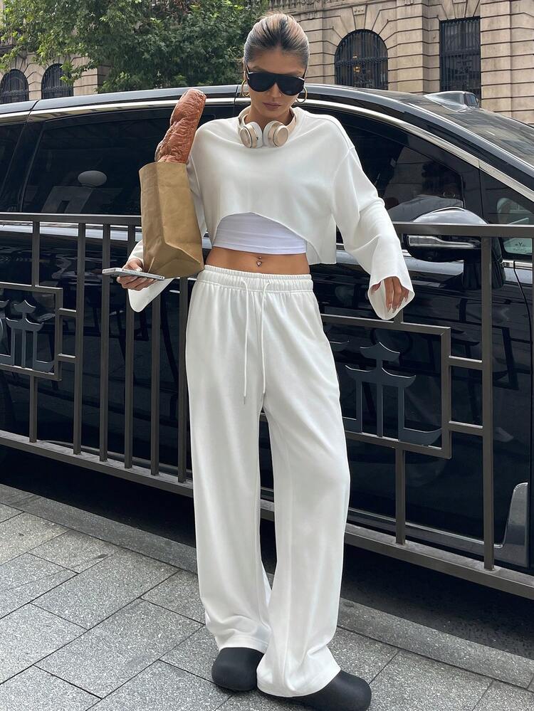 3pcs/Set Women Sports Style Sweatshirt, Camisole And Pants Loungewear Set, Autumn/Winter