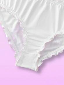 White Ruffle Trim Printed Manga/Anime Style Cute & Quirky Teenage Girl Underwear Panties - White - View 4