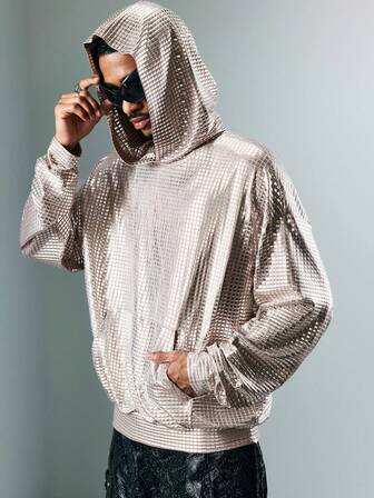 Street Life Sudadera con capucha casual de manga larga con bolsillo y textura para hombres, para otoño