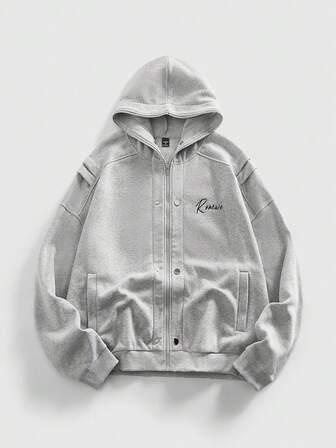 Street Life Herren Lässig Hoodie Sweatshirt mit besticktem Buchstaben, Herbst/Winter