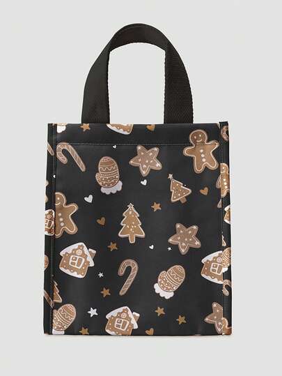 Fairycore Bolsa de almuerzo aislada con estampado de flores de lirio rosa, bolsa funcional, bolsa de almuerzo, bolsa refrigeradora