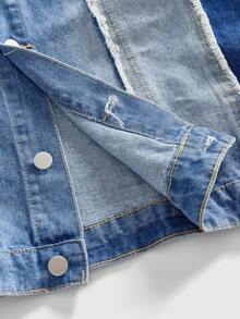 ROMWE MEN Prep Men's Short Denim Jacket, Retro Street Style - Black - View 13