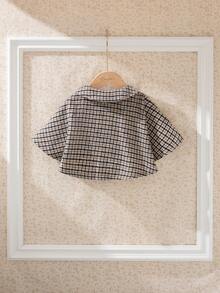 Souflis Souflis 法式复古格纹翻领羊毛混纺外套，适合派对、郊游、上学等各种场合，女童大衣外套，秋冬 - 彩色 - 查看 2