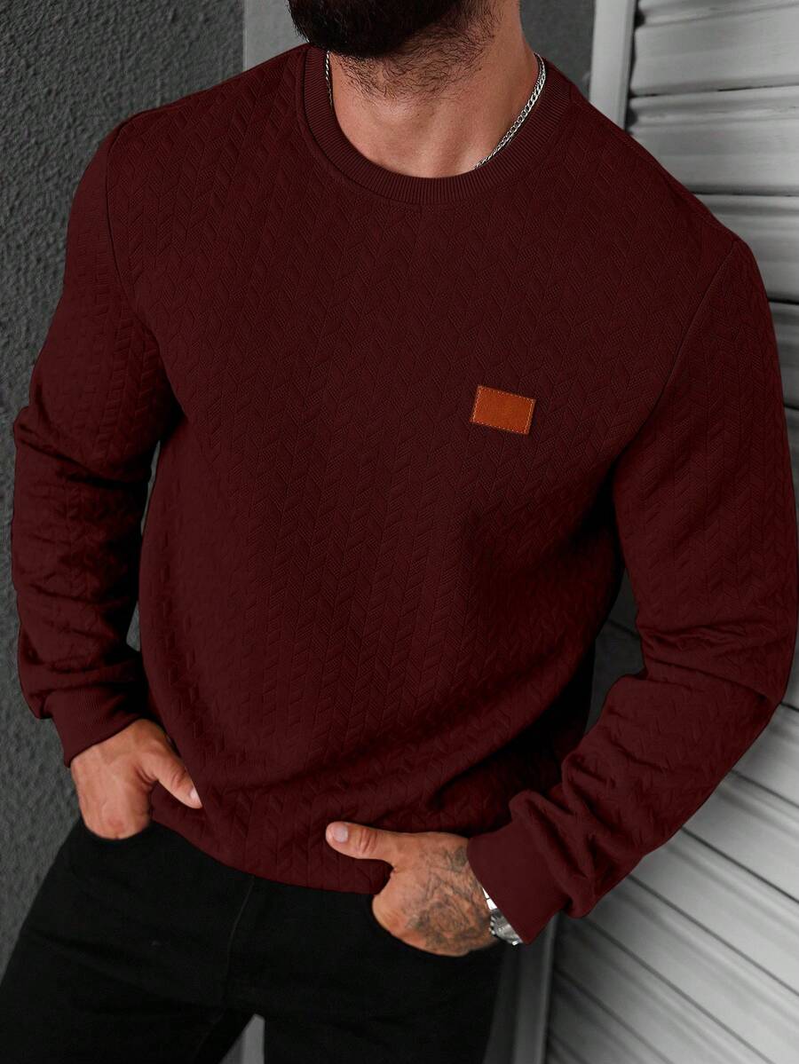 Manfinity CasualCool 男士休闲日常装饰细节圆领卫衣，秋冬季男士圆领长袖卫衣，适合老派男士穿着，日常休闲、周末旅行、户外活动、探险旅行、轻松的工作环境或半正式场合，也是送给男友/丈夫、周年纪念日或圣诞节的理想礼物。