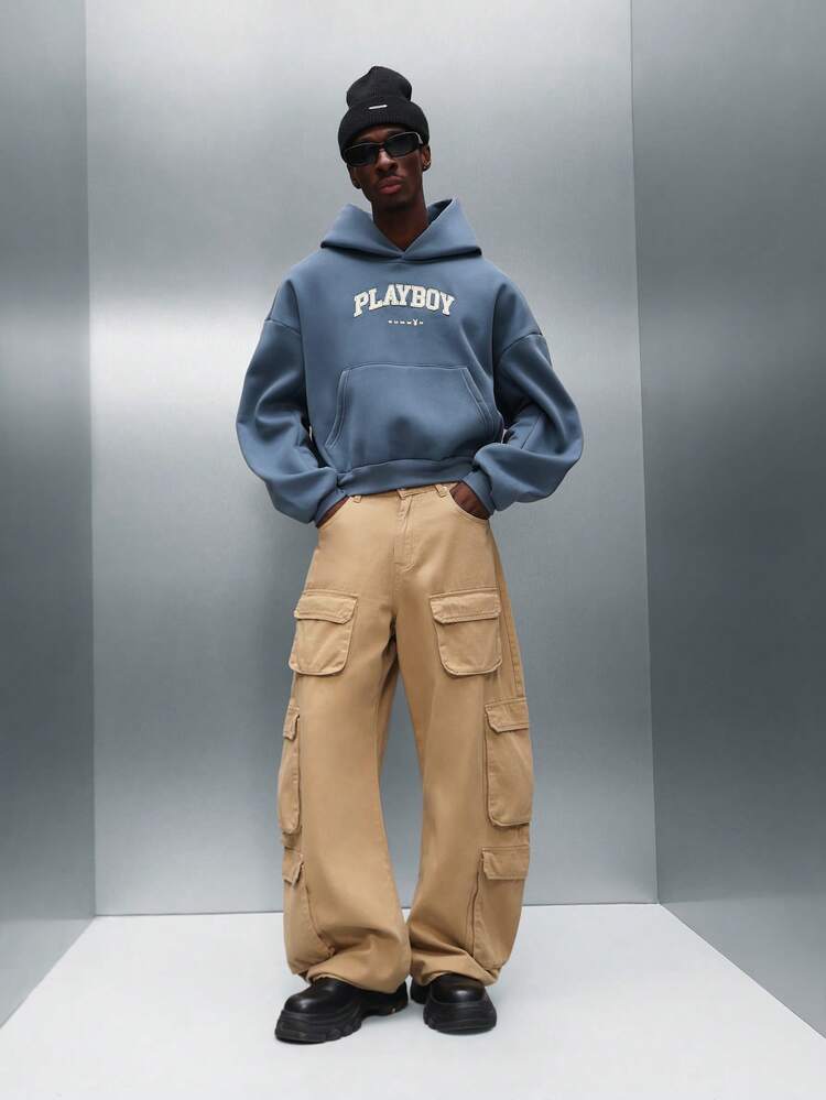 PLAYBOY X SUMWON Crop Fit Pullover Hoodie With Drawstring