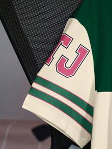 TOM & JERRY X SHEIN 大码彩色块字母和卡通图案圆领短袖T恤 - 白色 - 查看 5