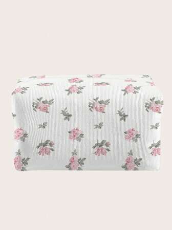 Fairycore Letter And Cartoon Pattern Quilted Makeup Bag, Portable Makeup Storage Bag With Zipper, Multifunctional Storage Bag, Lightweight Travel Bag, Suitable For Men And Women